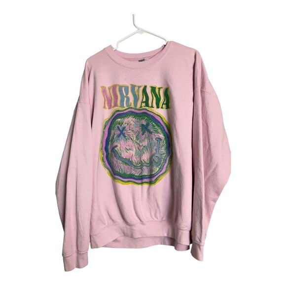 Mens Nirvana Fleece Sweatshirt Pullover Casual Grunge Rock Streetwear Utility XL - Picture 1 of 7